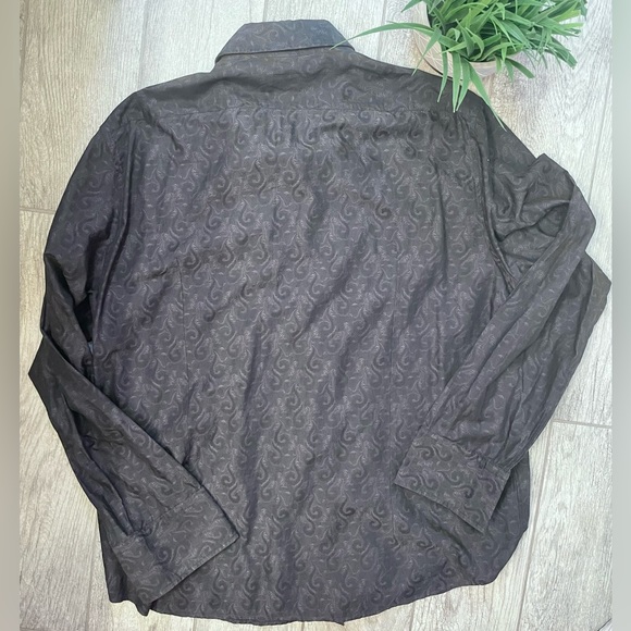 Black Paisley Men’s Hugo Boss Fitted Button Up Dress Shirt - Picture 4 of 8